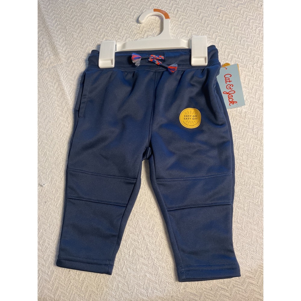 Cat & Jack Toddler Boys Navy Blue Easy On Jogger Pants Size 12 Months Wicking